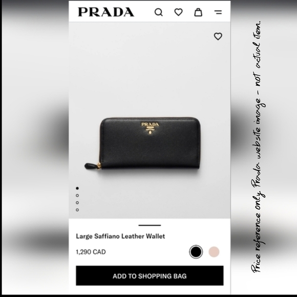 Authentic PRADA Vitello Zip Black Gold Saffiano Leather Wallet WOC Clutch‎ - Picture 2 of 15
